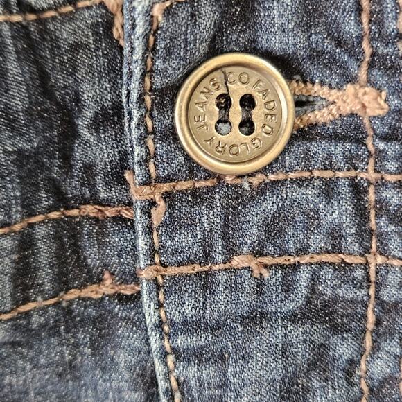 Faded Glory Women's Dark Stone Wash Denim Shorts Missing Pocket Button Size 12 - Picture 9 of 13